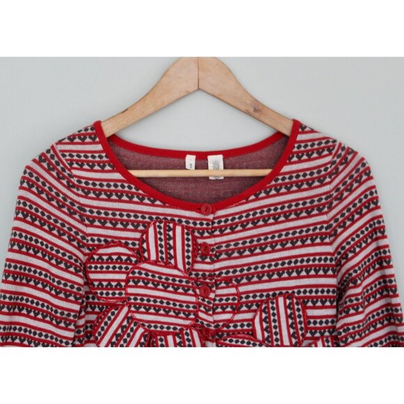 Vintage MOTH Anthropologie Lovelorn Cardigan Red Hearts Sweater, Size S Small XS - Picture 3 of 8